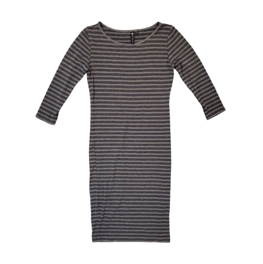 Cotton On Women's Gray Stripe Bodycon Long Sleeve T-Shirt Dress Medium